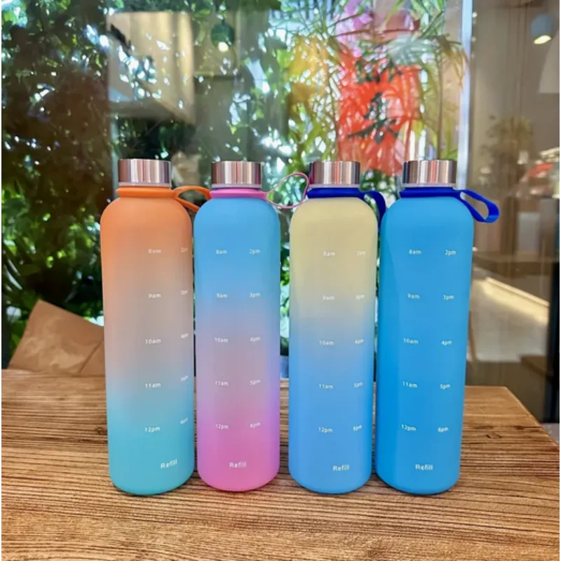 

1000ML Handle Scrub Gradient Water Bottle, Large Capacity Space Cup for Outdoor Sports and Portable Use