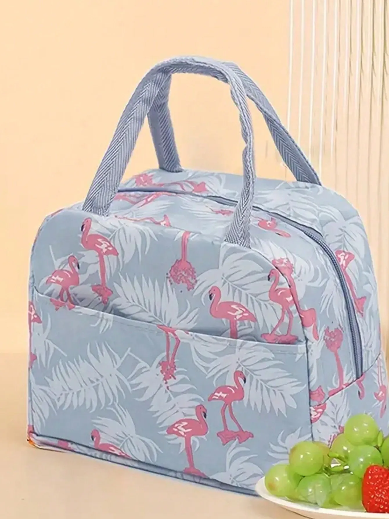 1 Stück, tragbare, leichte Lunchtasche, bedruckte, wiederverwendbare, isolierte Aufbewahrungstasche für die Arbeit mit Reißverschluss