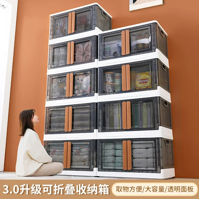 

installation-free wardrobe storage finishing box Transparent folding plastic