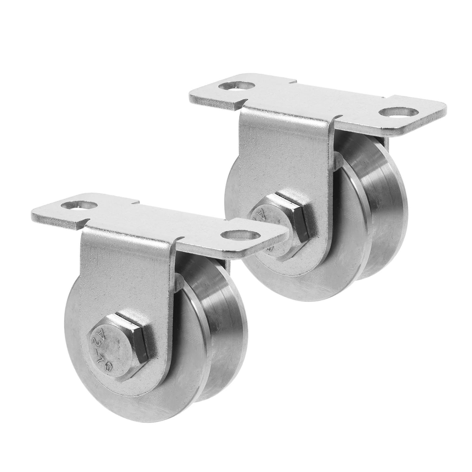 

2Pcs Heavy Duty Stainless Steel Rope Pulley Wall Mounted with Bearings for Sliding Gate Track Roller System Cable Pulley Wheel