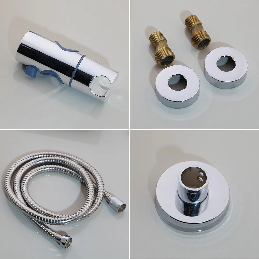 Imagem -05 - Yanksmart Luxo Chrome Polido Chuvas Fixado na Parede do Banheiro Torneira do Chuveiro Definir Ajustar Altura Lidar com Misturador do Chuveiro de Água