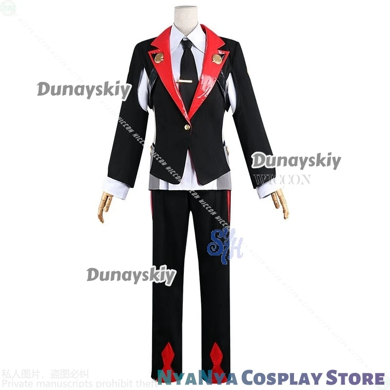 Lyndon scott jogo honkai: star rail cosplay anime traje preto vermelho uniforme calças óculos de sol perucas halloween festa de natal cos