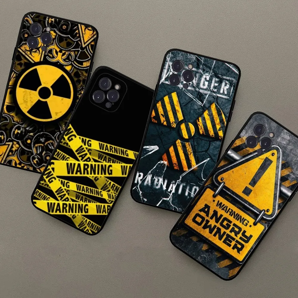 Warning Sign Phone Case For iPhone 15 14 13 12 Mini 11 Pro XS Max X XR SE 6 7 8 Plus Soft Silicone Cover