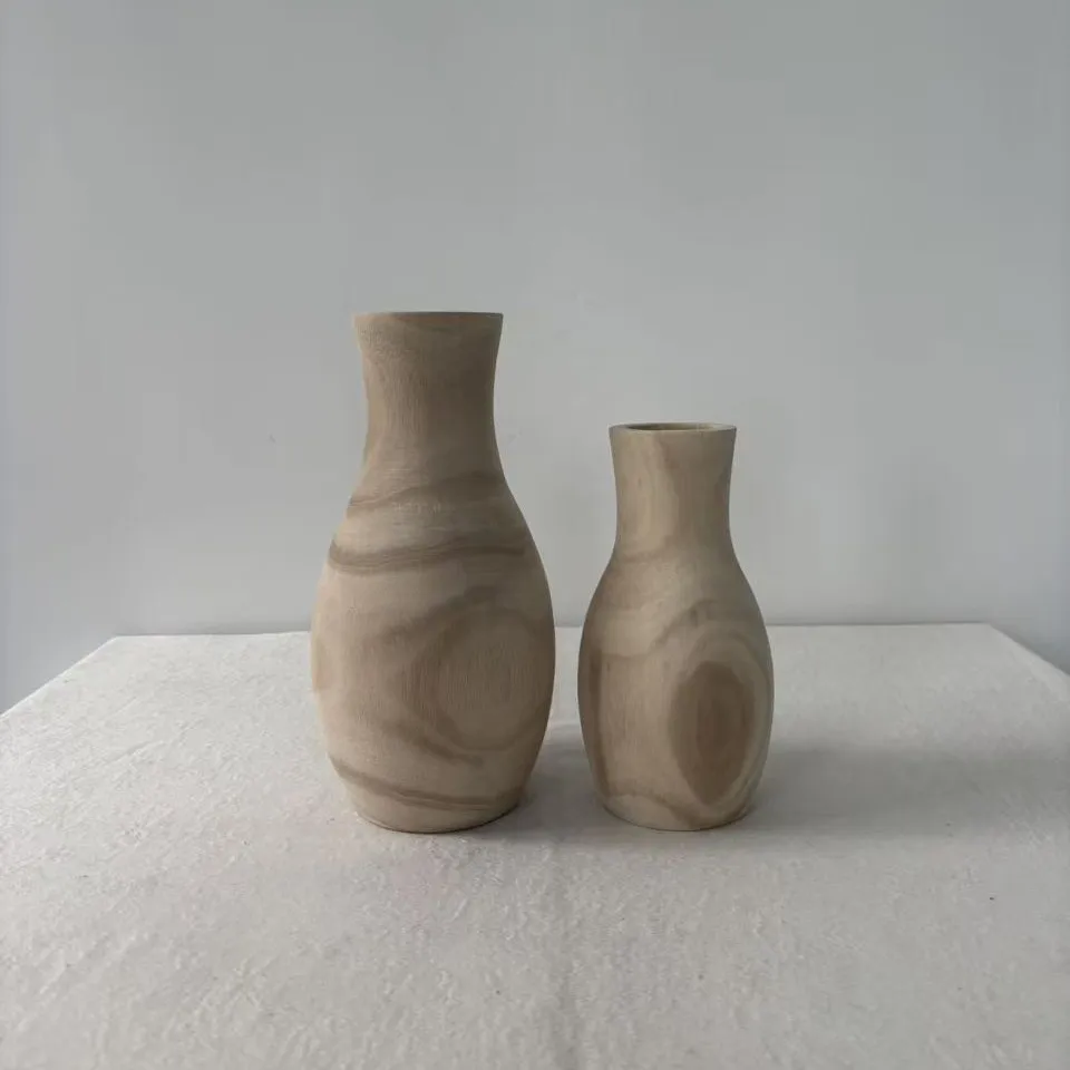 Handcrafted Wooden Vase. a Minimalist Flower Arrangement Container, a Small-bore Vase Made of Wood, a Handicraft for Home Decor