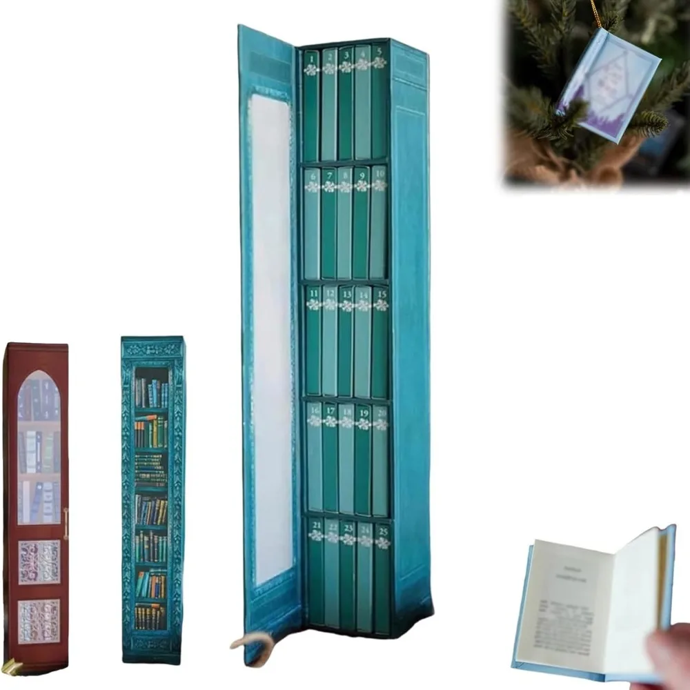

Мини-книжный орнамент, Адвент-календарь, Новый год с 24-книгой, Рождественский календарь обратного отсчета, книжная полка, Адвент-календарь на Хэллоуин