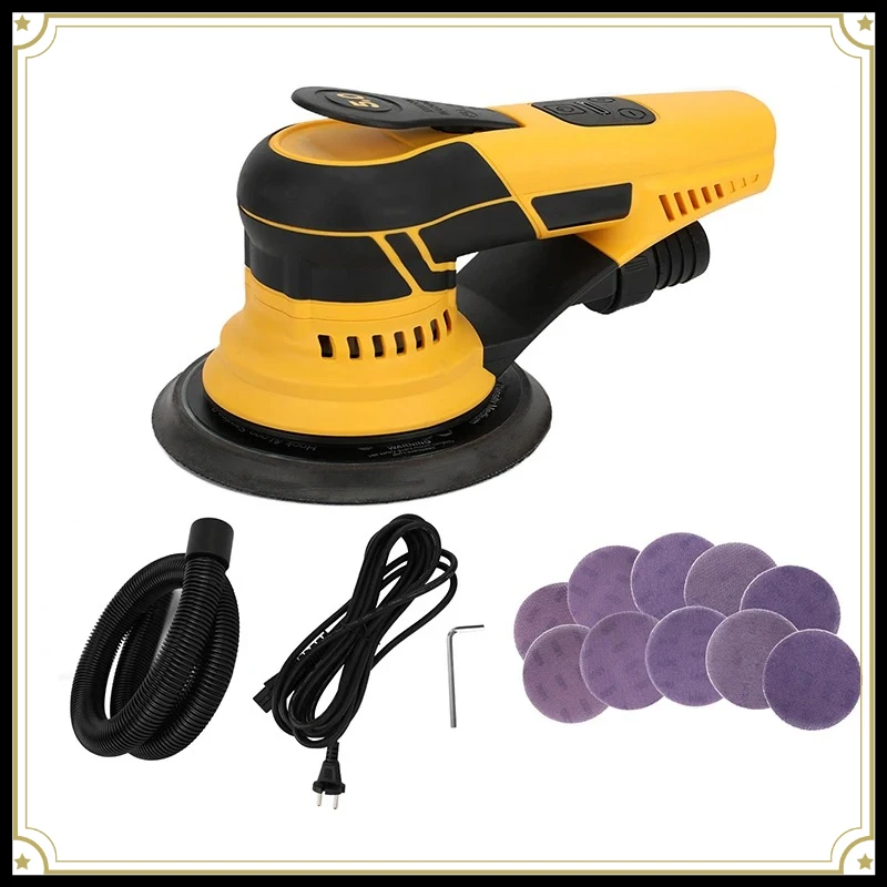 Electric Random Orbital Sander Quick Detachable Power Cord Central Vacuum Interface Low Vibration Wood Sanding Polishing Tool