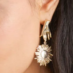 

Wholesale Jewelry Moon Sun Small Personality Light Gold Plated Ins Fashion Earrings