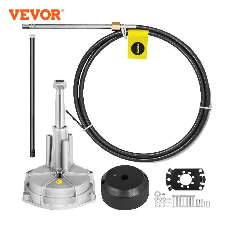 VEVOR Marine Steering Kit 12 to 16 FT Cable With Adjustable Screw 90 Degree Bezel Kit for Yacht Fishing Boat Waterborne Vehicle