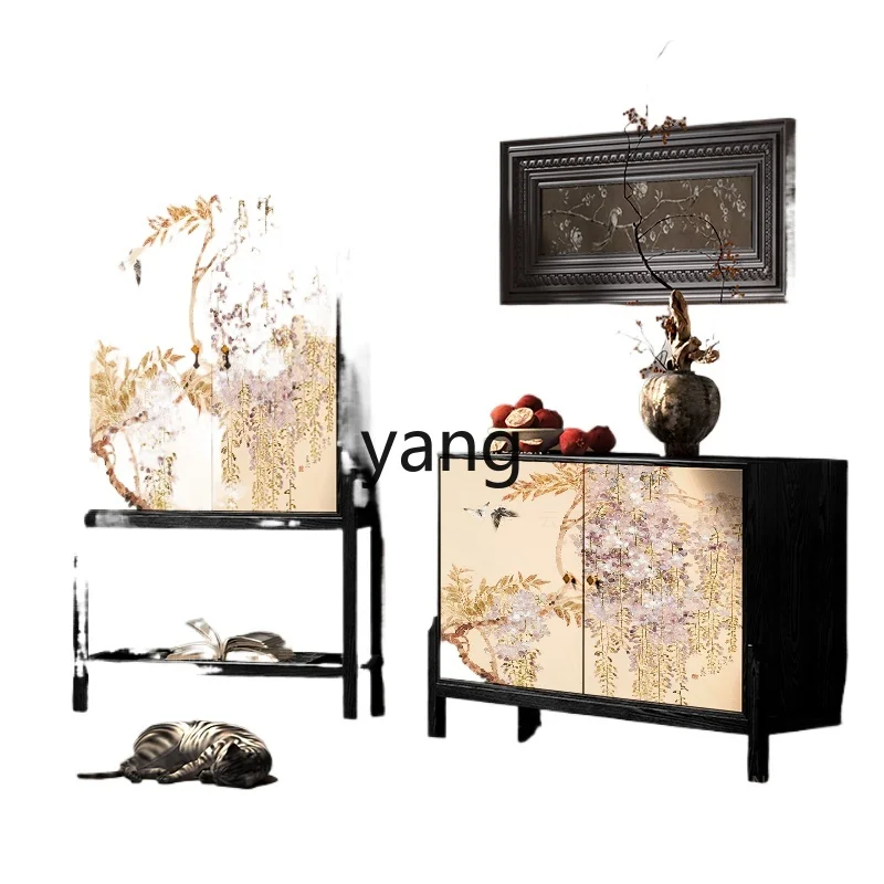

LH light luxury new Chinese solid wood porch cabinet, chest cabinet, living room, dining side cabinet, locker, bedroom