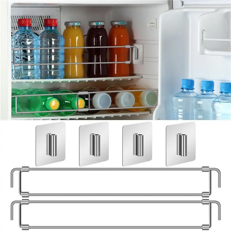 2X RV Refrigerator Bars 12.44In-22.63In Adjustable Stainless Steel RV Fridge Tension Rods-A08Q