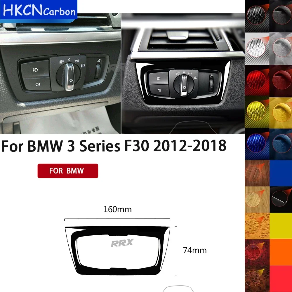 For BMW 3 Series F30 F34 2013 2014 2015 2016 Headlight Switch Trim Frame Cover Soft Piano Black Sticker Car Interior Accessories