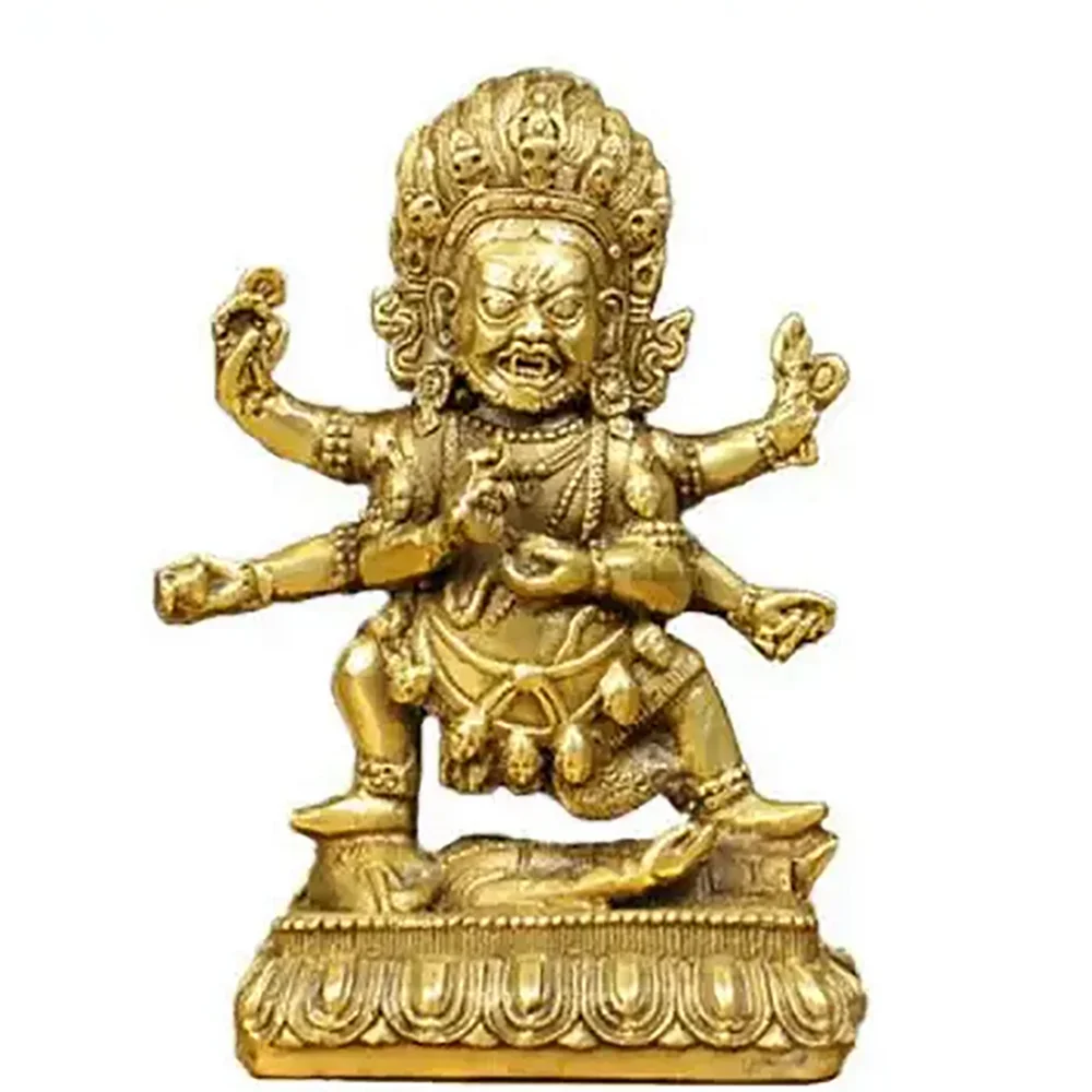 Bronze six-armed Mahakala Buddha statue Dahetian God of Wealth Buddha statue Nepalese esoteric ornaments home accessories