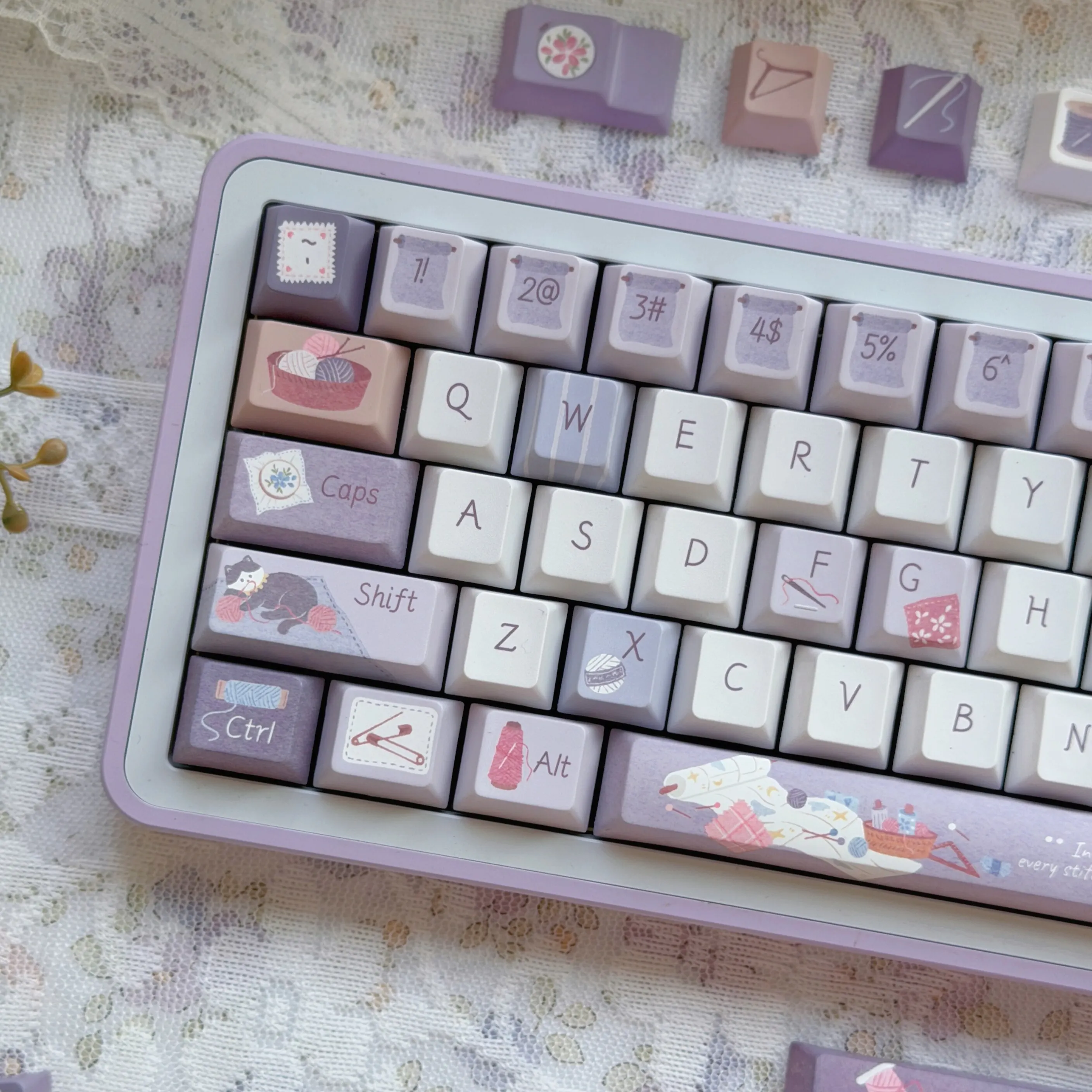 130 Key Keycaps PBT Five-Sided Sublimation Cherry Profile Keycap for MX Switches Alice Layout Mechanical Keyboards Accessories