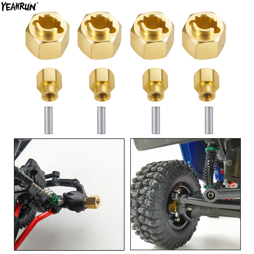 YEAHRUN 4pcs Brass Widen 5mm 6mm Wheel Hub Combiner For 1/24 Axial SCX24 Deadbolt C10 JLU Gladiator Bronco RC Crawler Car