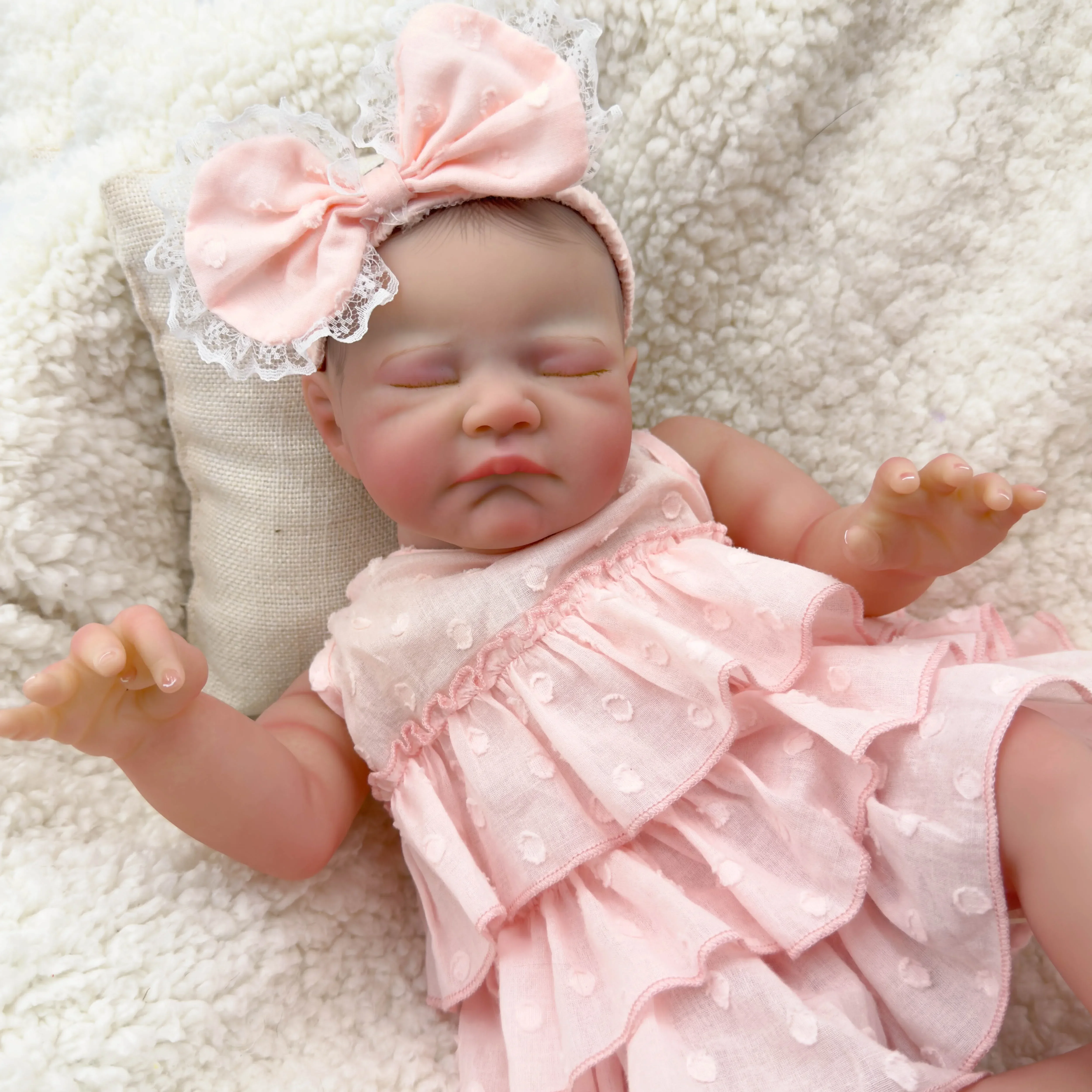 NPK 20inch August Reborn Baby Doll Already Painted Finished Same As Picture Lifelike Soft Touch 3D Skin Hand-Draw Hair Visible