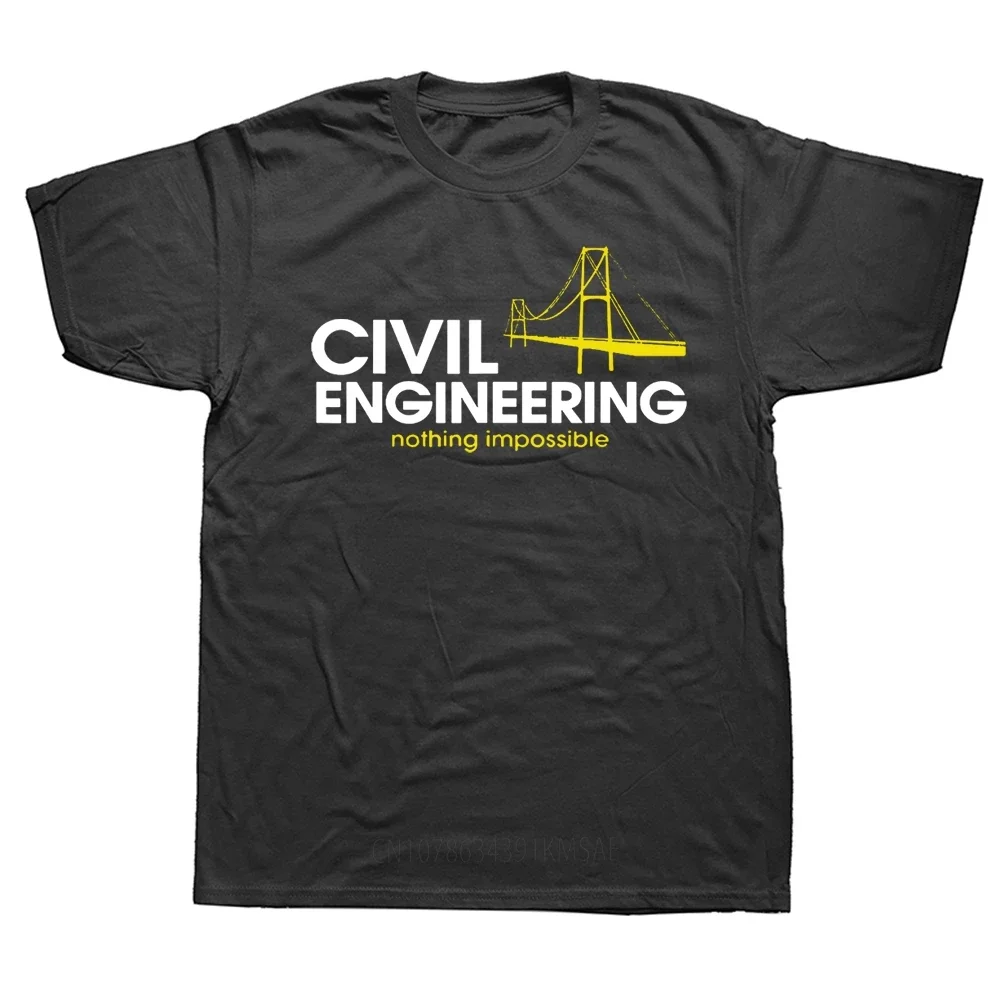 男性用半袖ラウンドネックTシャツ,綿のストリートウェア,楽しい,建築工学,学生向けギフト