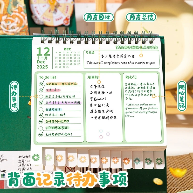 2026 Calendario da tavolo Multifunzionale 3D Rotante Desktop Cartoon Cavallo Anno Planner Tracker Per Bambini Donne Ufficio Decorazioni da tavolo Regalo