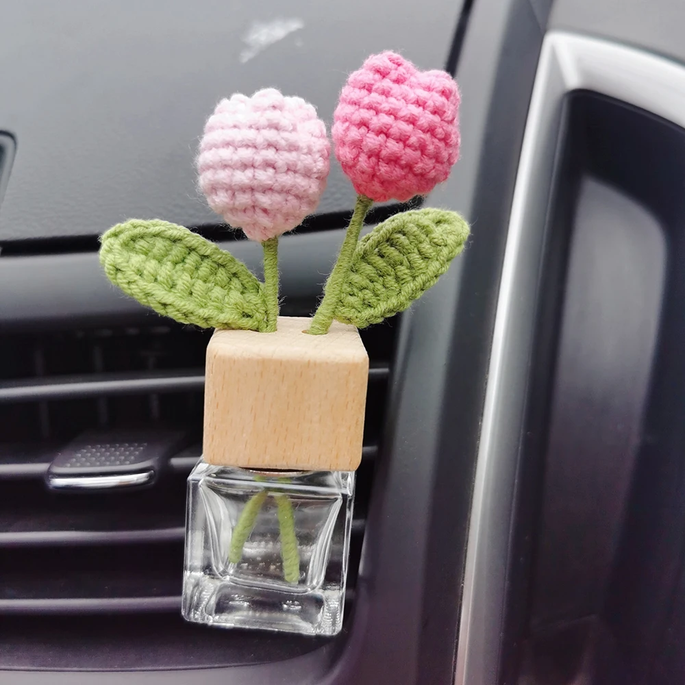 

Автомобильный зажим для вентиляции растений, вязаные тюльпаны, автомобильный освежитель воздуха, зажим для вентиляции, автомобильный диффузор, бутылка ручной работы, плетеный провод, аксессуары для интерьера