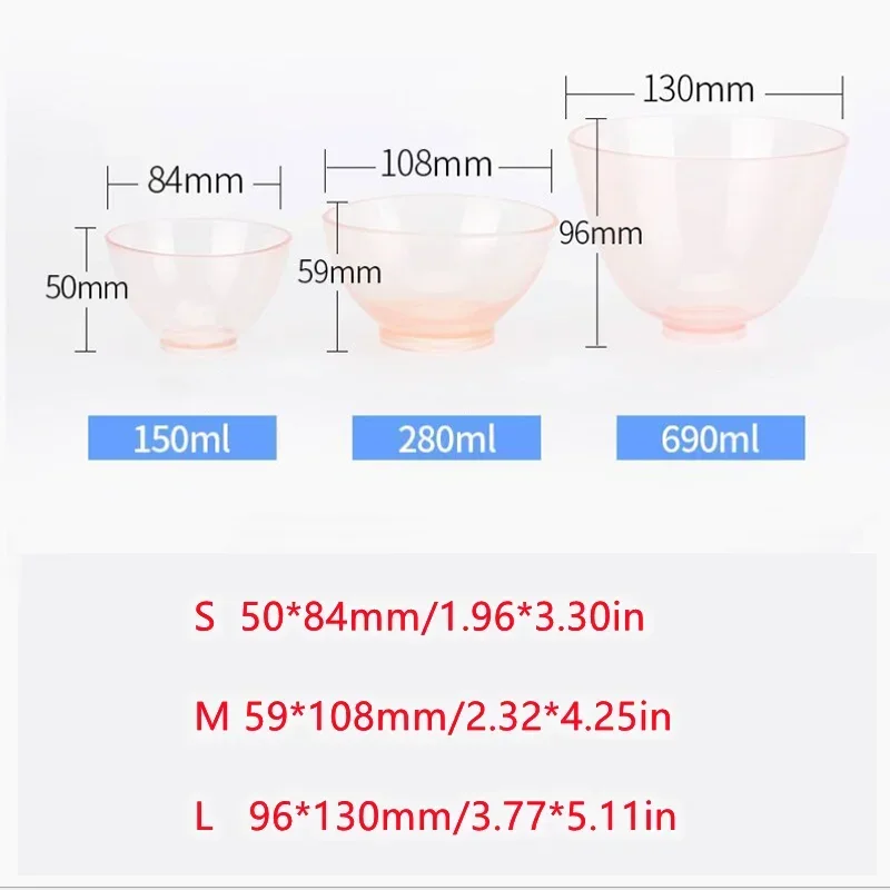 3pcs/Set Plaster Mixing Bowl Dental Tools Material Soft Bowl Color Transparent Rubber Leather Bowls 150/280/690ml Dentistry Lab