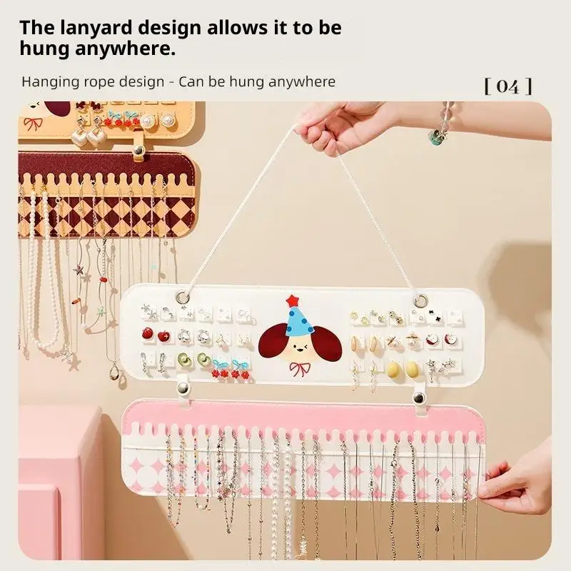 3-in-1 Hängender Schmuck-Organizer zur Wandmontage, Brillen-, Ohrring- und Halsketten-Aufbewahrungstasche, tragbarer Aufbewahrungsbeutel für Zuhause und Reisen – Detail 5