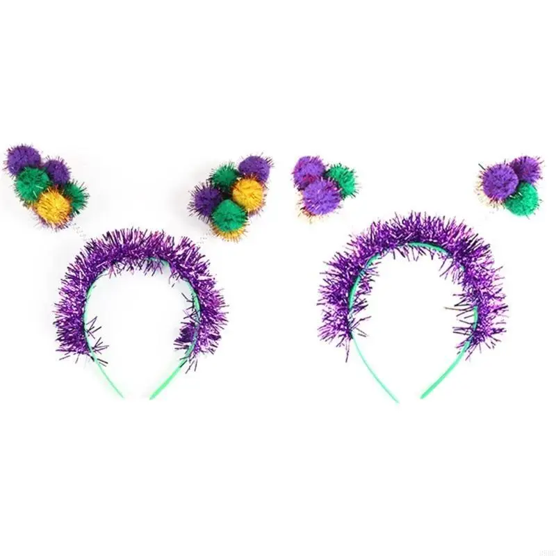 39BC Mardi Gras Hairband Carnivals Celebration Headband FatTuesday Gathering Headband