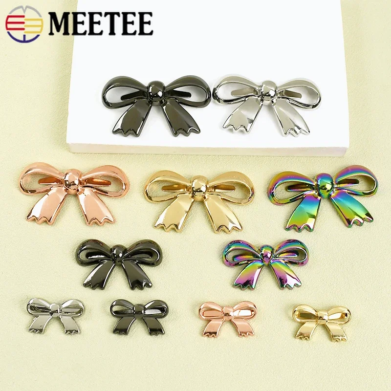 

10/30P Meetee 30-60mm Bow-knot Metal Buckles Luggage Handbag Decorative Label Buckle Shoes Clasp Clip Leather Crafts Accessories