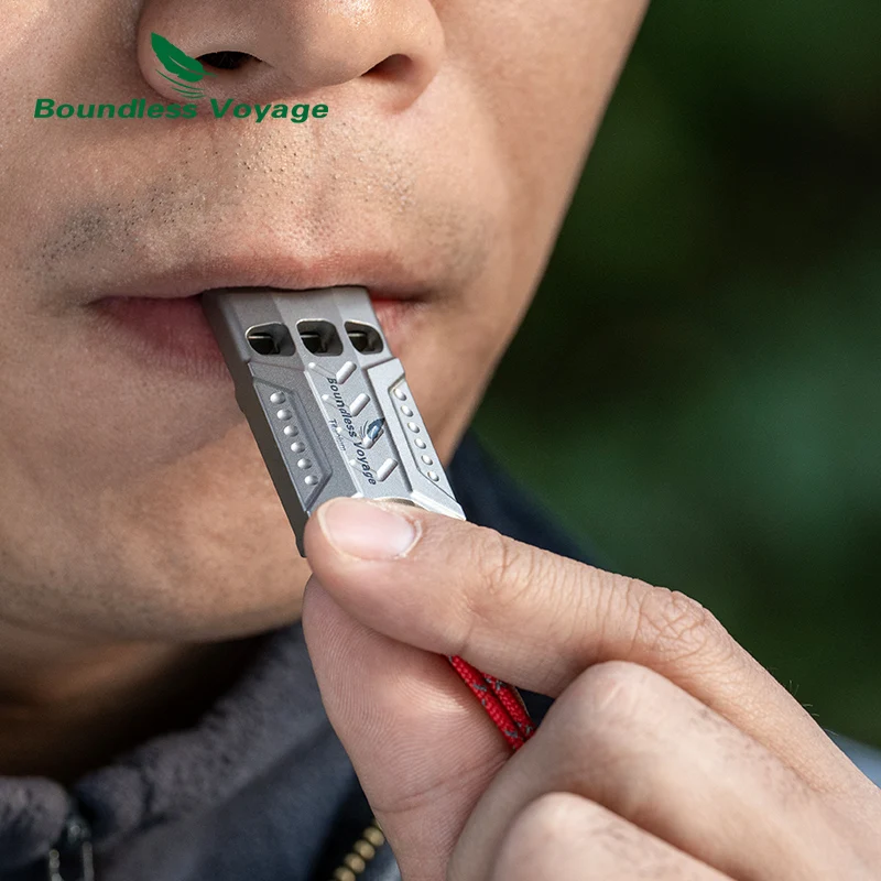 Boundless Voyage 120dB Titanium Whistle Emergency Survival Safety Whistle with Lanyard Loud for Outdoor Camping Hiking Travel