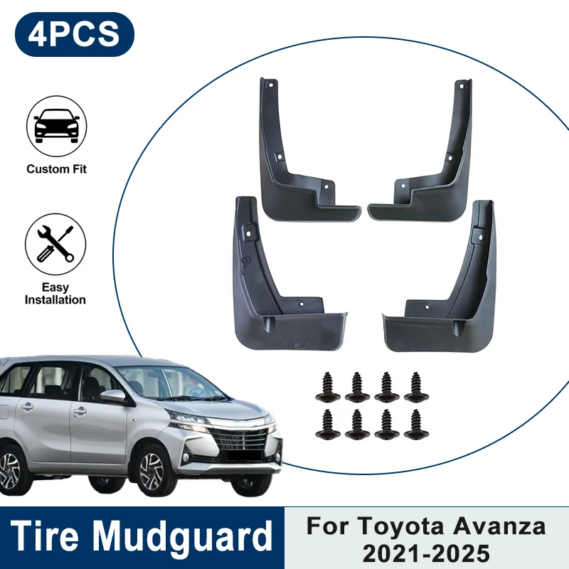 

Waterproof Anti-Splash Car Mudguards 4PCS For Toyota Avanza 2021-2025 Fender Mud Flaps Auto Exterior Protection Accessories