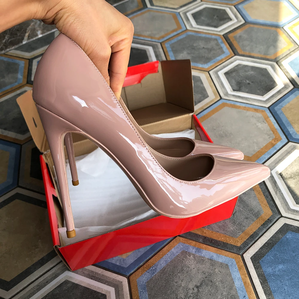 

Heelgoo Sexy Glossy Pink Nude Women Pointy Toe High Heel Shoes OL Elegant Classic Slip On Stiletto Pumps for Party and Evening