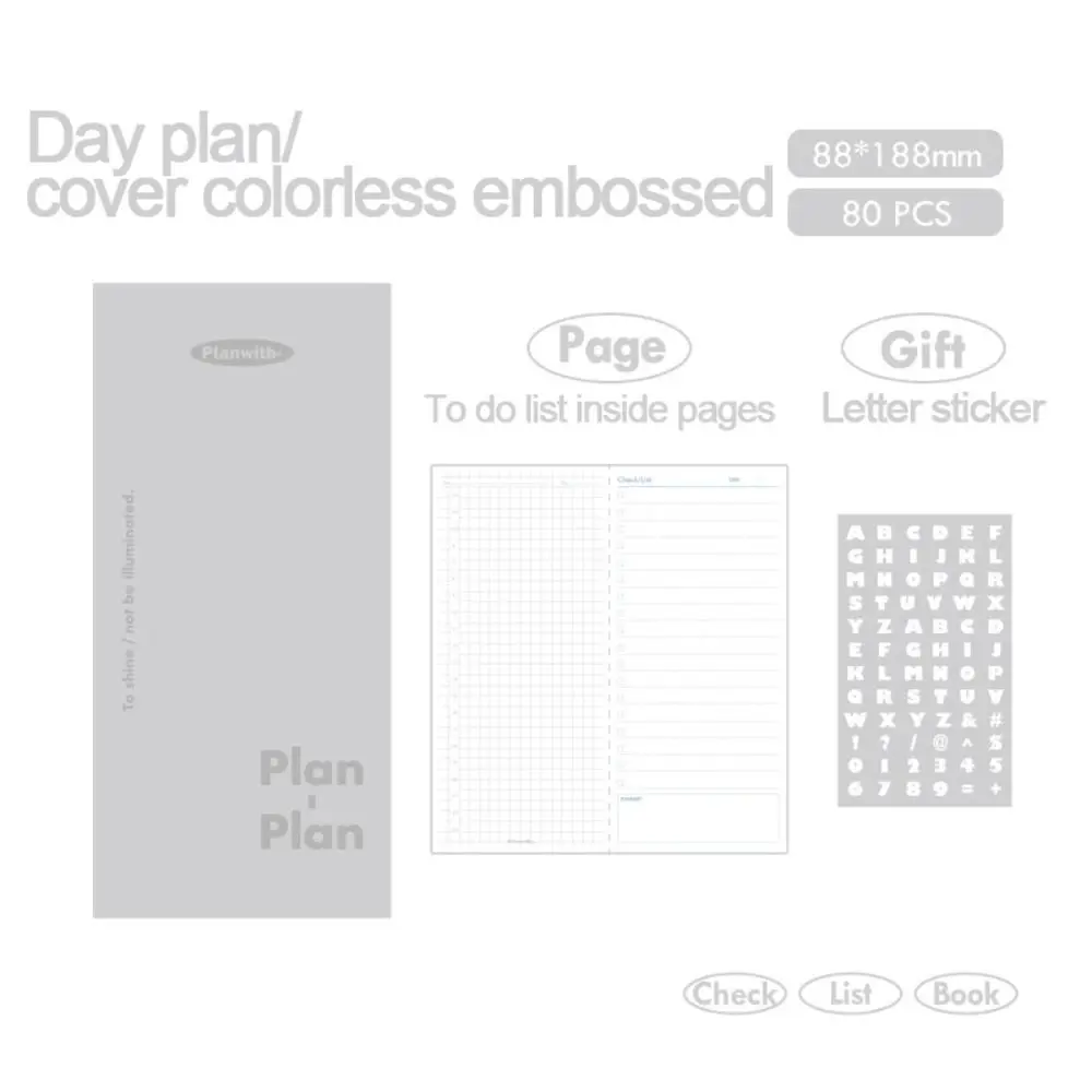Stationery Minimalist Strip Shape Notebook Horizontal Colorful Kawaii Daily Planner Notebook Grid Kawaii