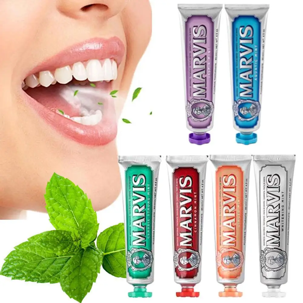 Dentifrice à haleine fraîche, blanchissant, élimine les taches, la mauvaise haleine, fraîcheur longue durée, 6 couleurs, 85ml