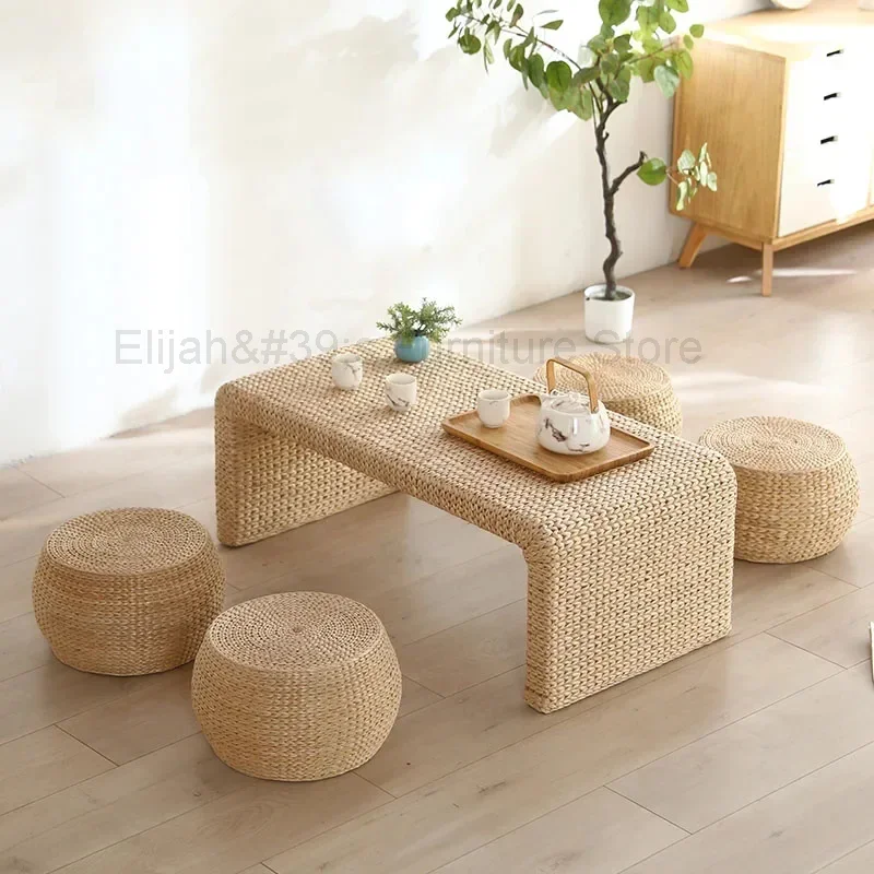 Japanese Rattan Coffee Table Modern Dining Tea Minimalist Center Unique Side Table Service Breakfast Mesas Bajas Patio Furniture