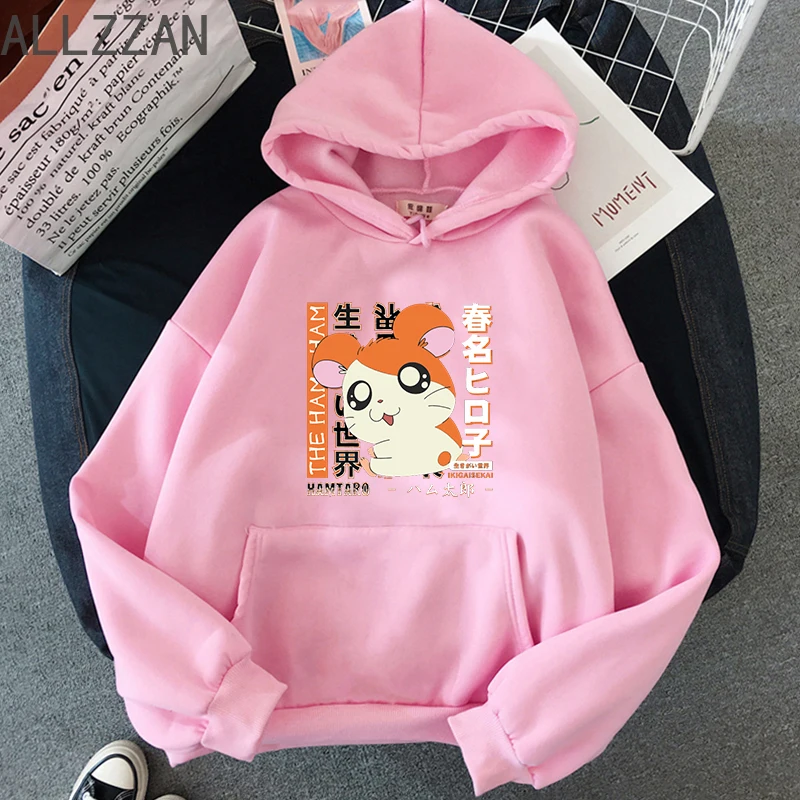 Hamtaro Anime Hoodies pour femmes, manches longues, Cool, uni, Streetwear, Kawaii, sweat à capuche, mode, Kpop, vêtements pour femmes, 2024