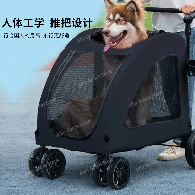 Foldable Pet Stroller Trolley Multifunctional Transport Cart For Medium Large Dogs Disabled Elderly Pets Cat Puppy Outdoor Trave