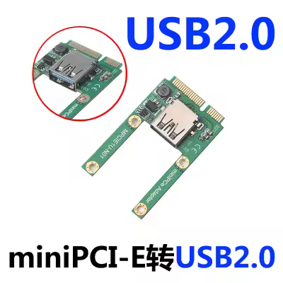 Mini PCI-E To USB2.0 Expansion Card Laptop PCI Express PCIe To USB 2.0 Converter Riser Card Adapter With Screw Fittings