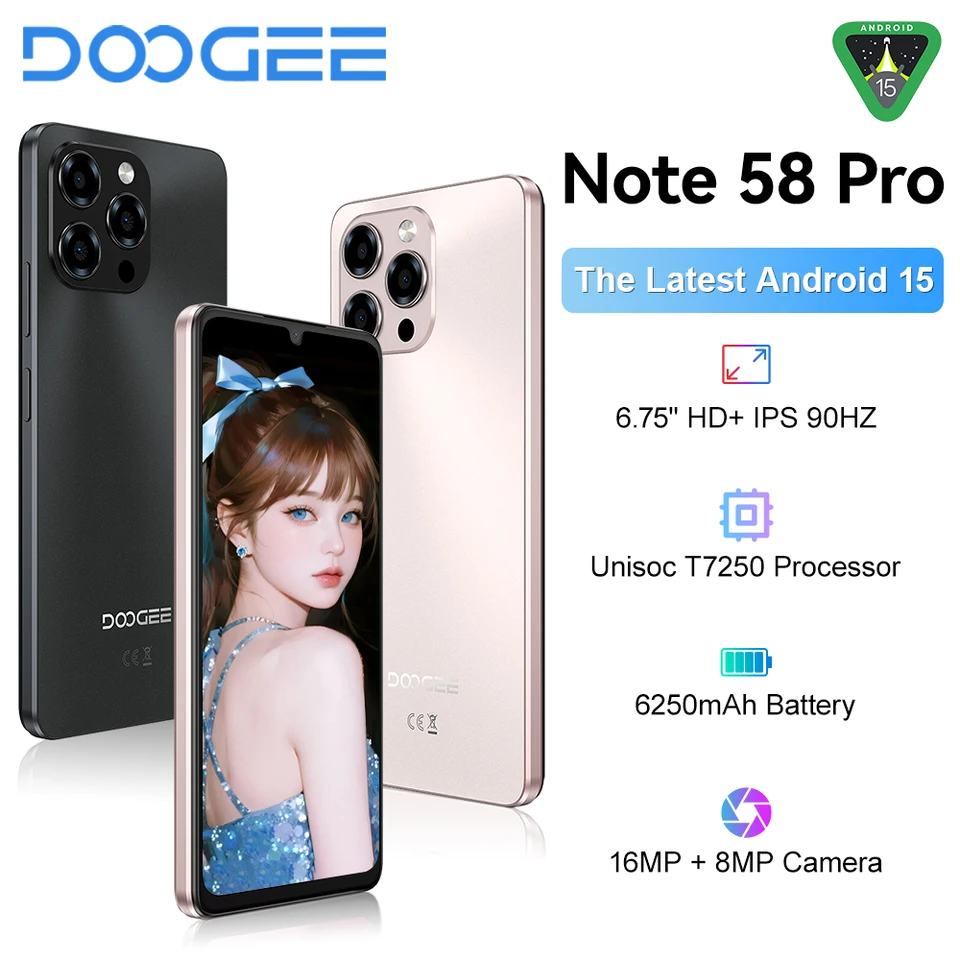 DOOGEE Note58 Pro スマートフォン 6.75インチ HD+ ディスプレイ 電話