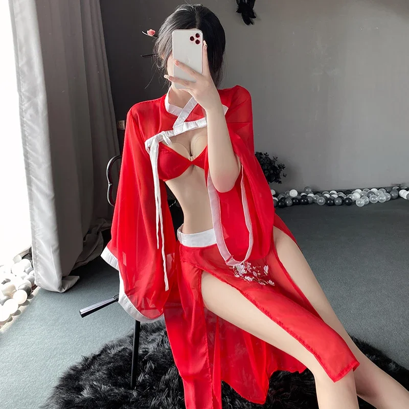 

Antique Hanfu Chinese Passion Erotic Underwear Temptation Qipao Uniform Sexy Lingerie Pajamas Female Belly Dance Dress for Lady