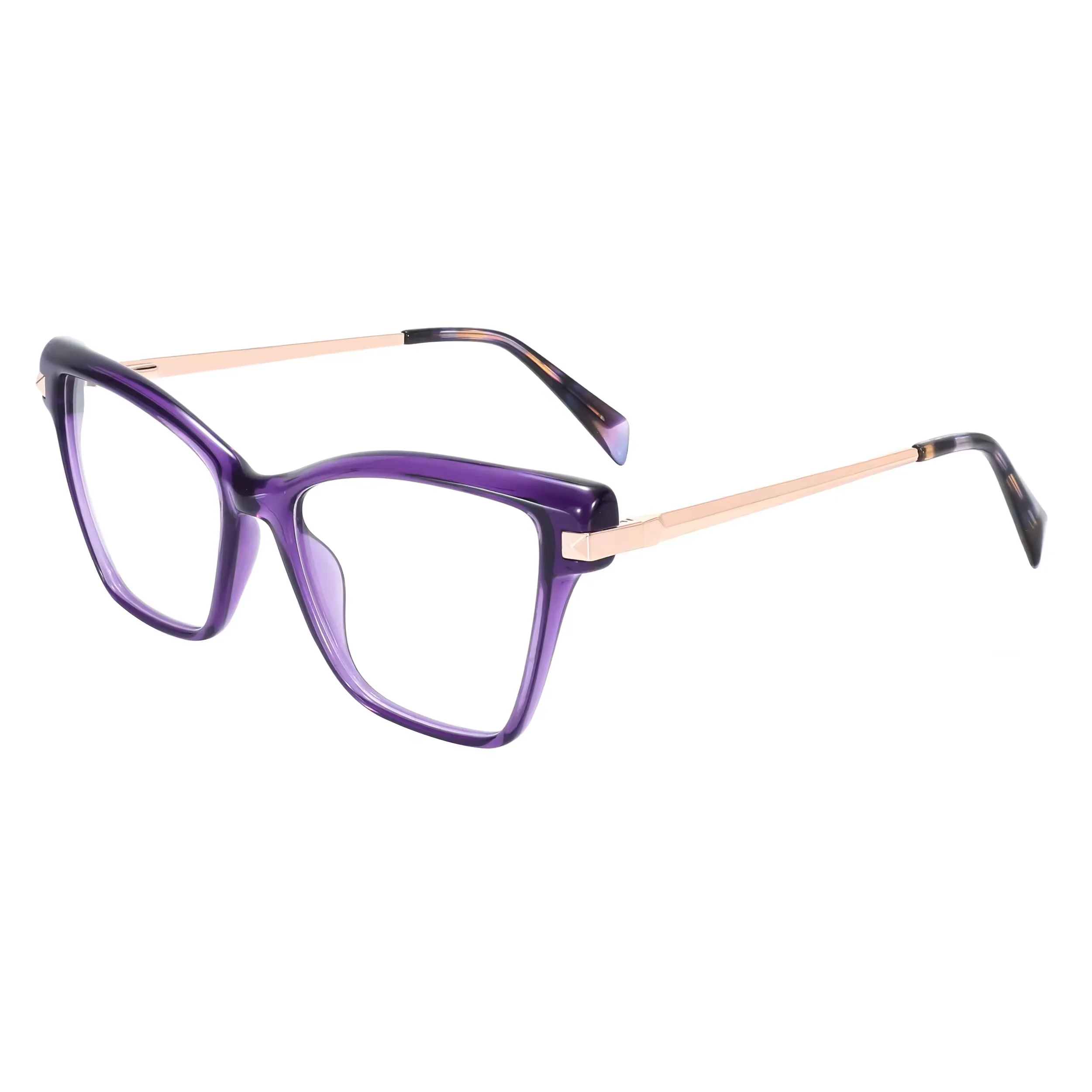 

VZONE Transparent Purple Acetate Glasses Oversized Cat Eye Mixed Metal Optical Frames Designer Women Eyewear Fashion