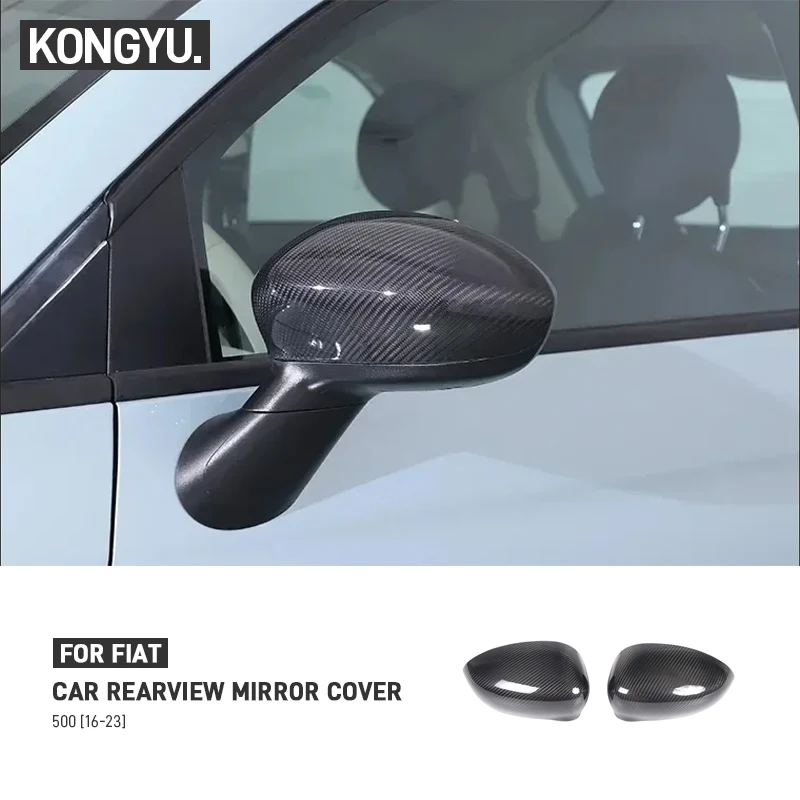 Real Carbon Fiber Car Rearview Mirror Trim Cover Sticker Exterior Decoration Accessories For Fiat 500 2016-2023