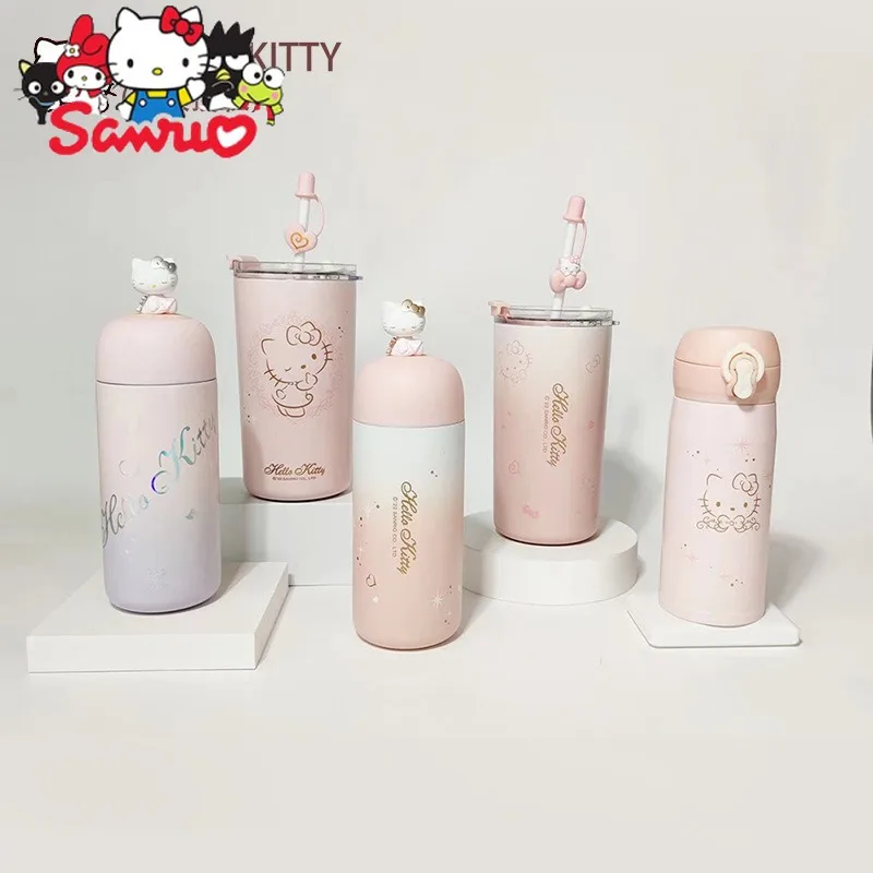 

MINISO Melody Kuromi Hello Kitty Cinnamoroll Pochacco Thermos Cup High 316 Stainless Steel Explosive Cold Insulation Straw Cup