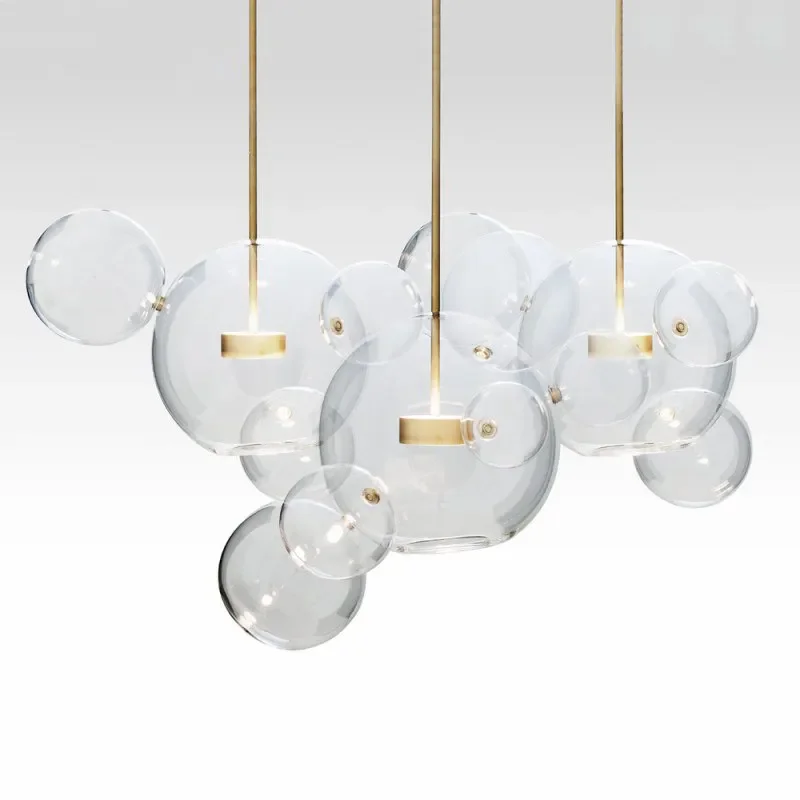 Plafonnier LED suspendu en verre transparent, design moderne, éclairage d'intérieur, luminaire décoratif de plafond, idéal pour un salon ou une cuisine