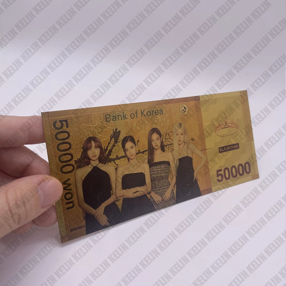 4 Beautiful Kpop Girls Group Music Bands South Korea Gold Banknote Cards Lisa Jisoo ROSE Jennie  for Fans Gifts