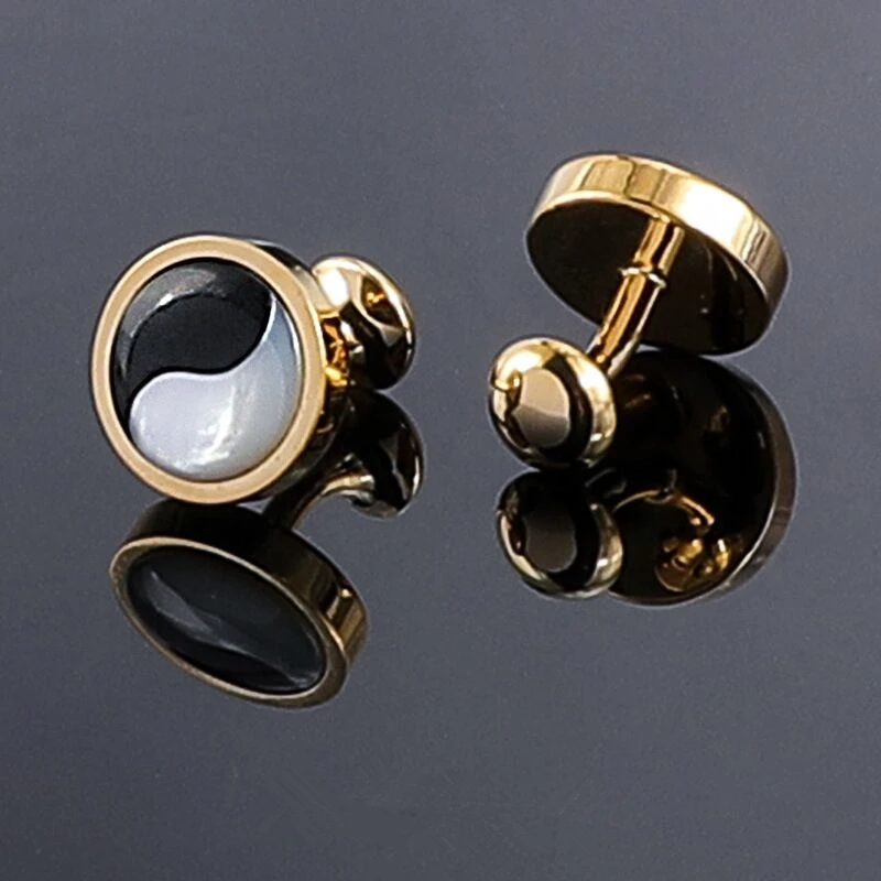 FLEXFIL shirt cufflinks for men's cuff buttons cuff links gemelos china Taoism Tai Chi metal round wedding abotoaduras Jewelry