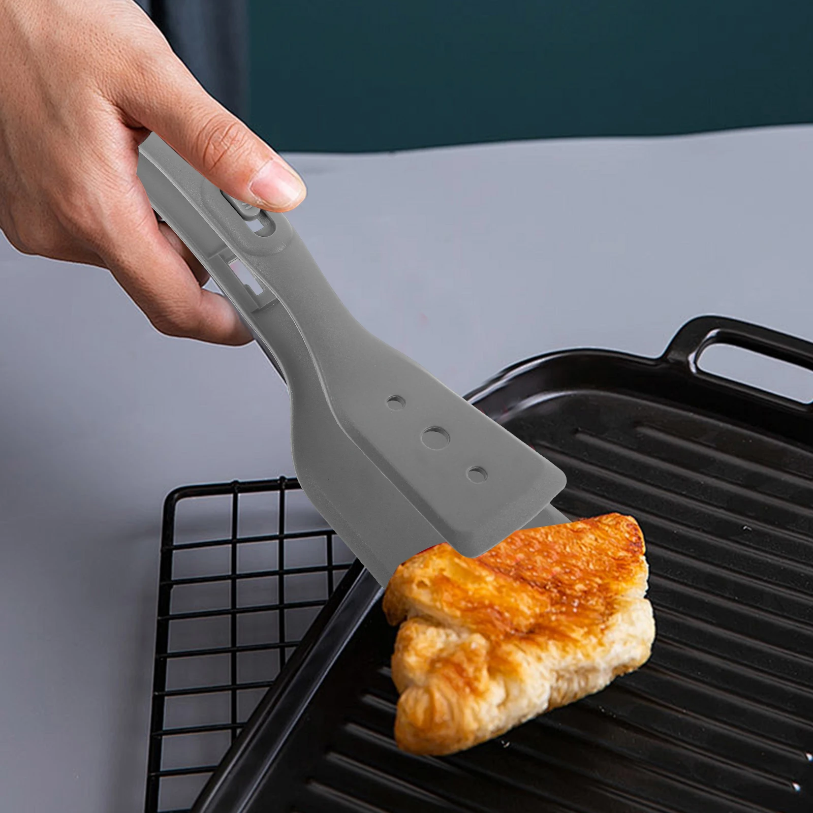 

Frying Spatula Clip Food Flipping Tong Cooking Steak Silica Gel Kitchen Clamp Red Black Multi-functional Tongs Egg Fish