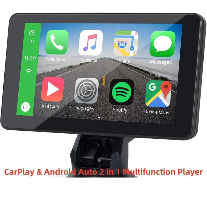 7Inch Carplay Monitor Portable Wireless CarPlay Navigation for Car Universal Display Android Auto and Siri Compatible