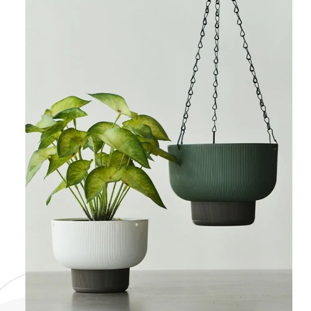 Self Watering Hanging Flower Pots Detachable Base White Green Grey Hanger Plant Basket Large Capacity Thickened Planter