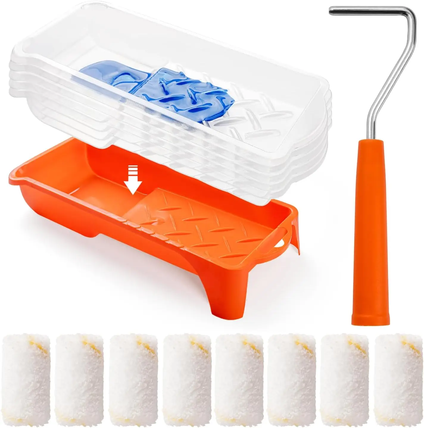 

2-Inch Paint Roller Kit with Microfiber Covers, Tray, Liners for Corners and Small Spaces