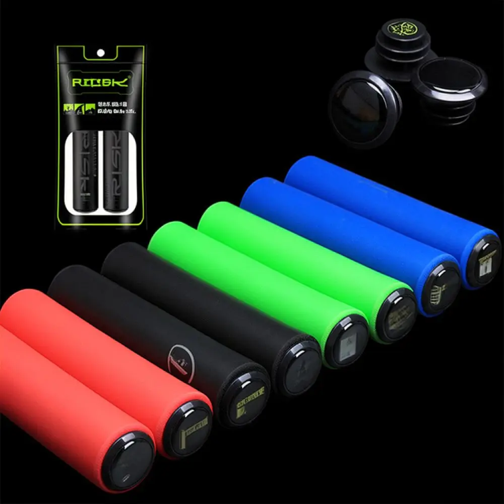 For RISK MTB Handle Grips Lightweight Sponge Cycle Grips Ergonomic Shockproof Anti Slip Handlebar Wrap With Bar End Caps