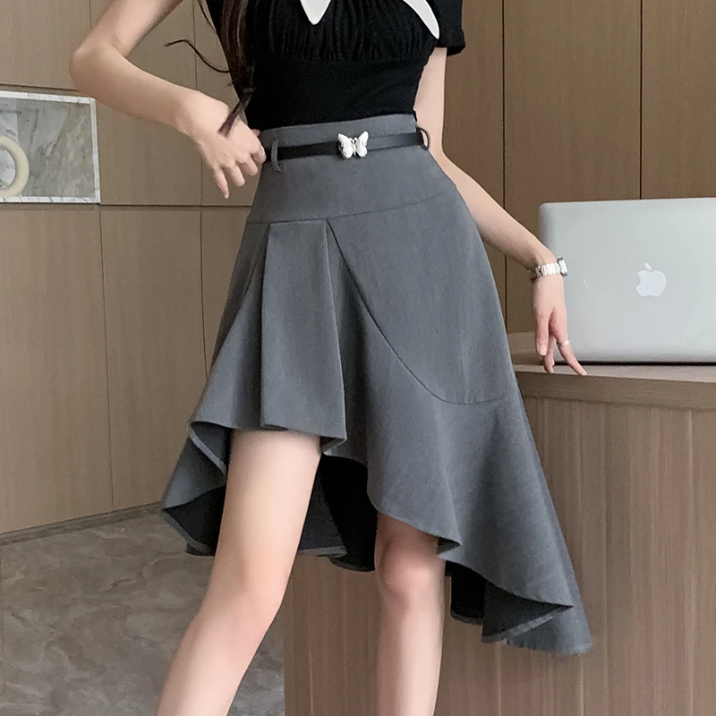 

Fashion Irregular A-Line Skirt for Female Summer Casual Loose Solid Color Spliced Skirt Women's Clothing