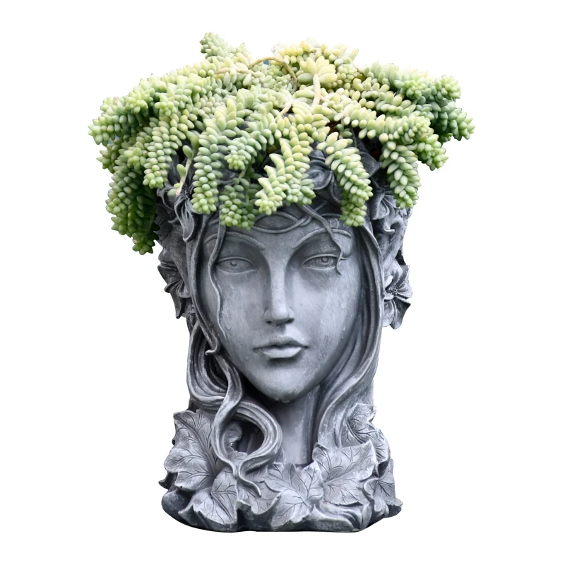 Handmade Girl for Head Shaped Flower Pot UV Epoxy Mold Pen Holder Holder Cement Pot Planter Resin Silicone Mould